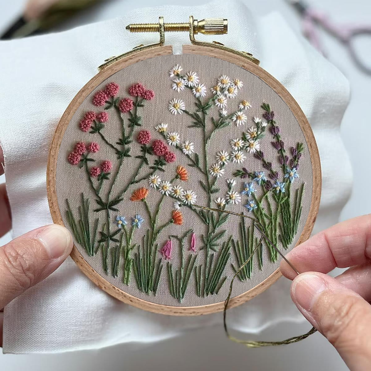 Rubbyoo Embroidery Kit-Floral Plant Pattern 2 | Embroidery Kit For Beginner,Modern Embroidery,Cross Stitch