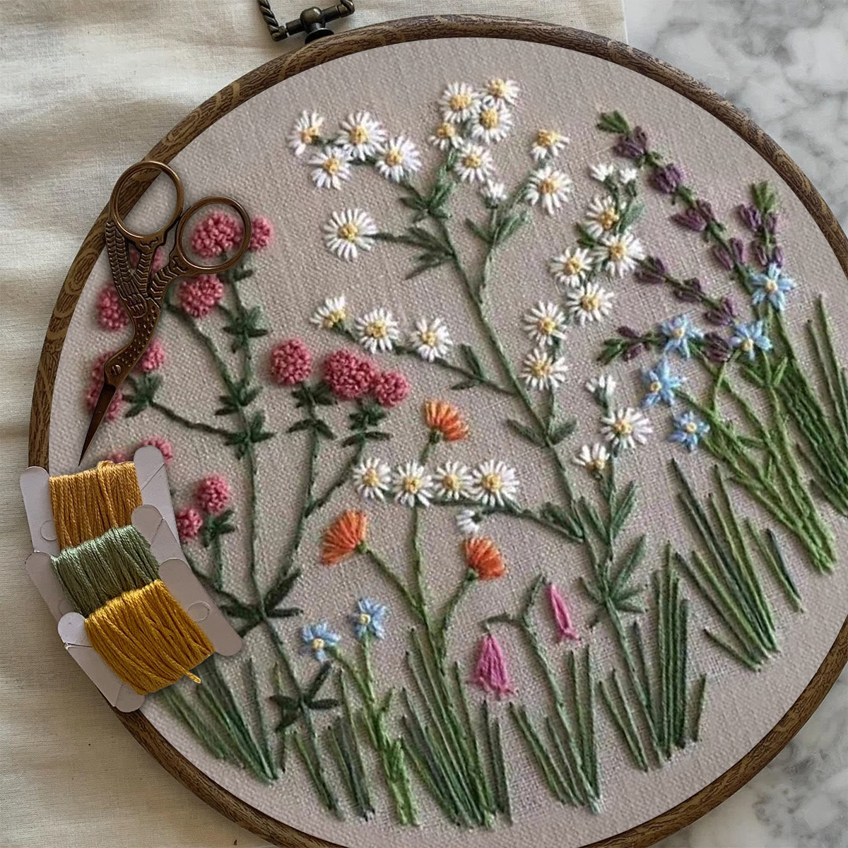 Rubbyoo Embroidery Kit-Floral Plant Pattern 2 | Embroidery Kit For Beginner,Modern Embroidery,Cross Stitch