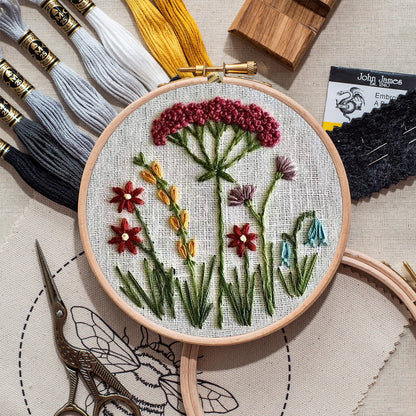 Rubbyoo Embroidery Kit- Red Floral  Pattern | Embroidery Kit For Beginner,Modern Embroidery,Cross Stitch
