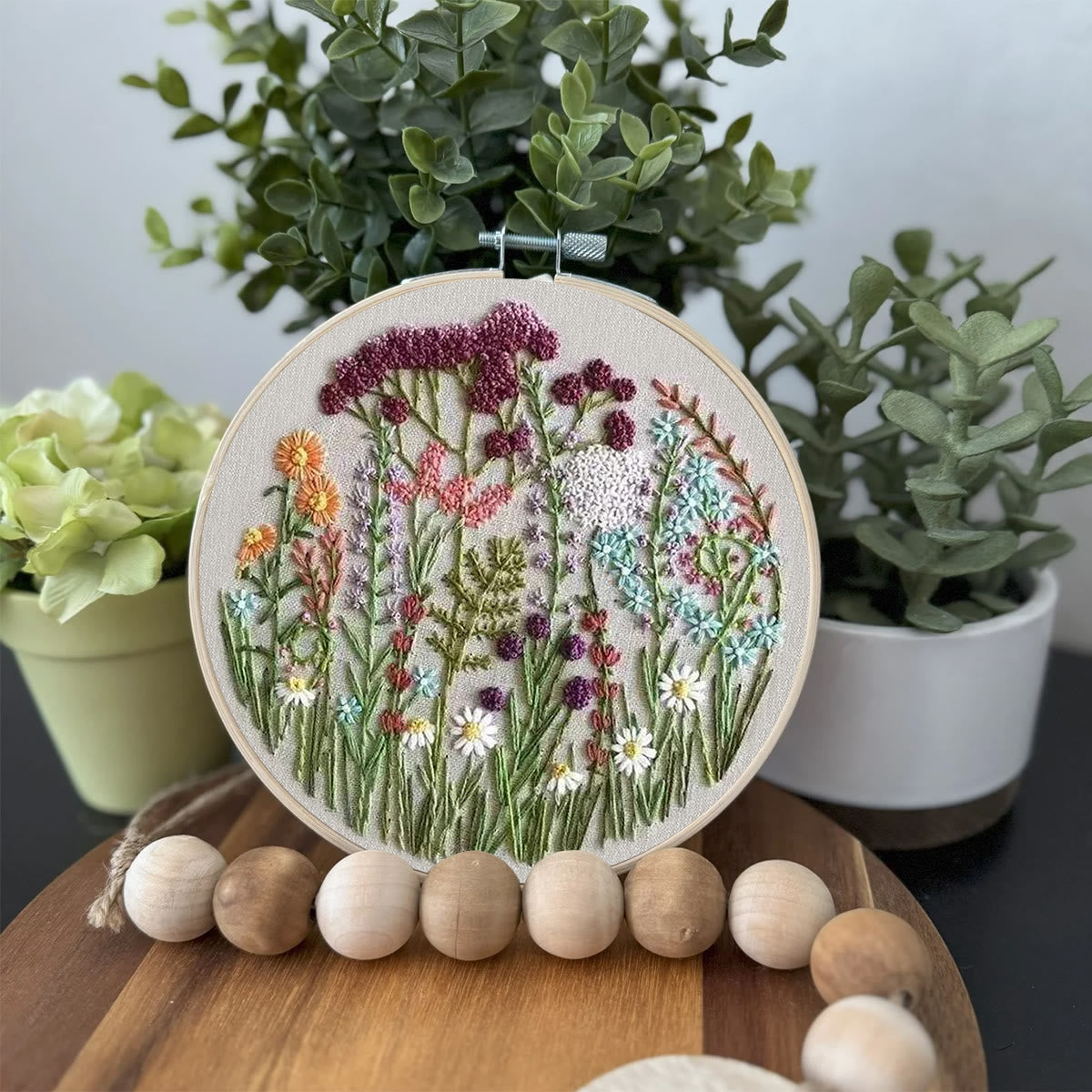 Rubbyoo Embroidery Kit- Cloroful Flower  Pattern | Embroidery Kit For Beginner,Modern Embroidery,Cross Stitch