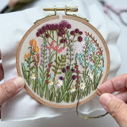 Rubbyoo Embroidery Kit- Cloroful Flower  Pattern | Embroidery Kit For Beginner,Modern Embroidery,Cross Stitch