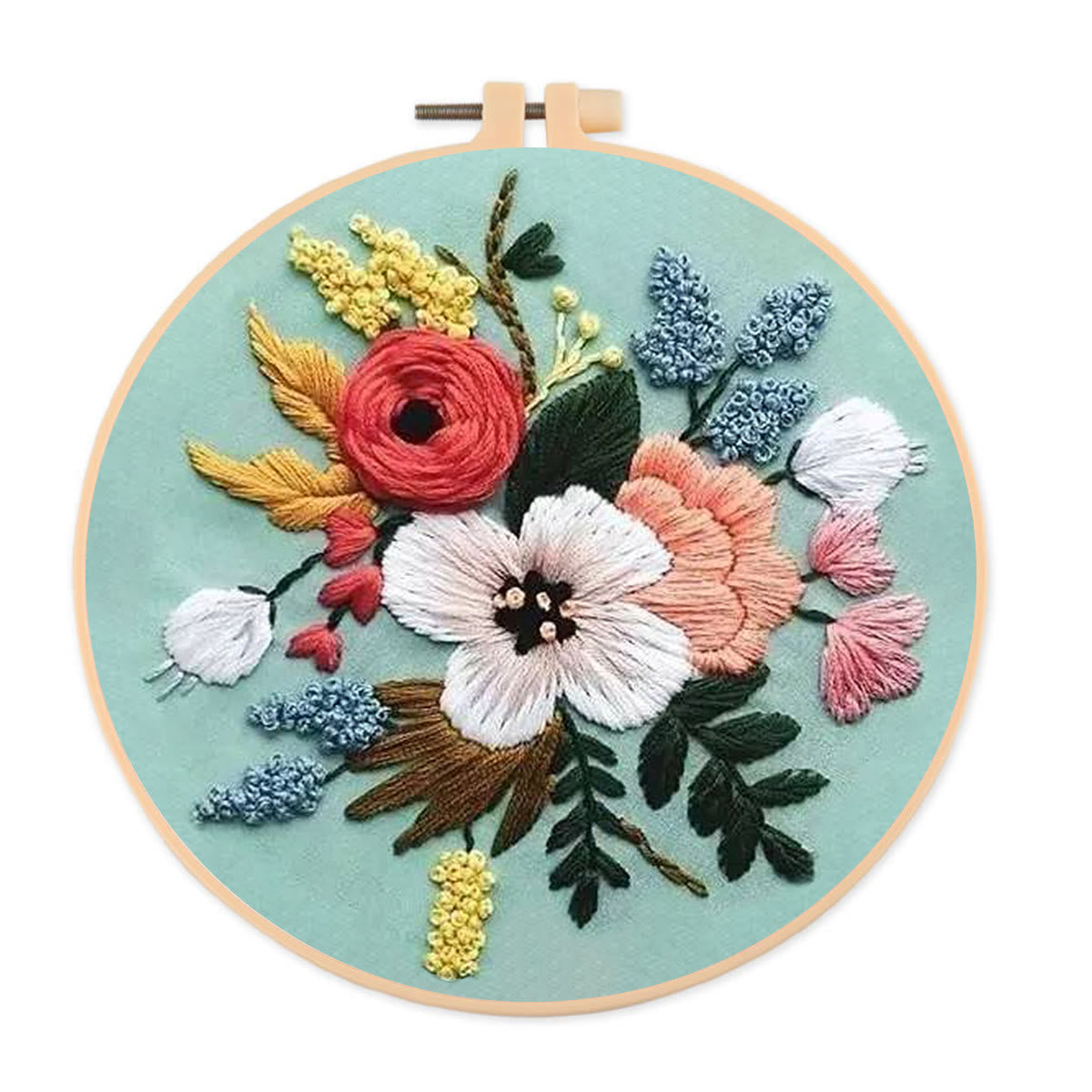 Rubbyoo Embroidery Kit- Modern Flower Design | Diy Craft Kits,Hand Stitch,For Craft Lover
