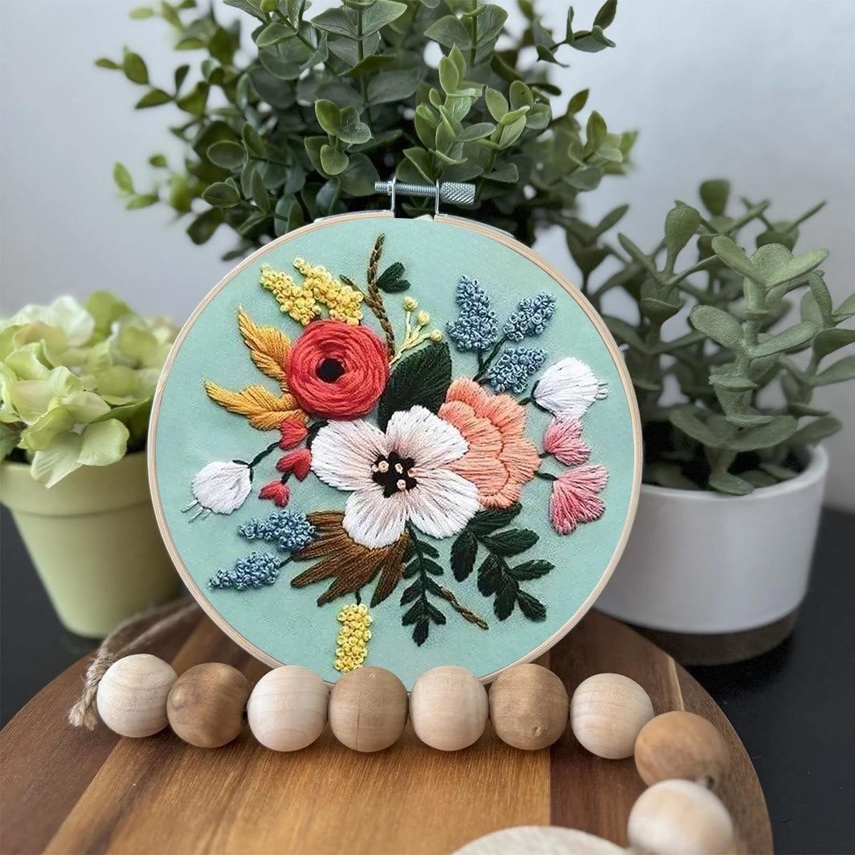 Rubbyoo Embroidery Kit- Modern Flower Design | Diy Craft Kits,Hand Stitch,For Craft Lover
