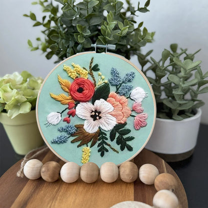 Rubbyoo Embroidery Kit- Modern Flower Design | Diy Craft Kits,Hand Stitch,For Craft Lover