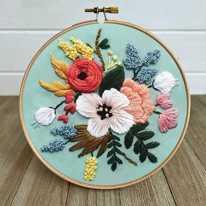 Rubbyoo Embroidery Kit- Modern Flower Design | Diy Craft Kits,Hand Stitch,For Craft Lover