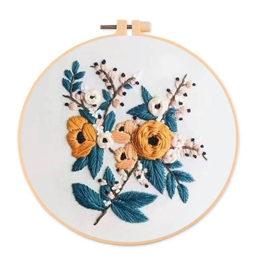 Rubbyoo Embroidery Kit- Modern Flower Design 2 | Diy Craft Kits,Hand Stitch,For Craft Lover