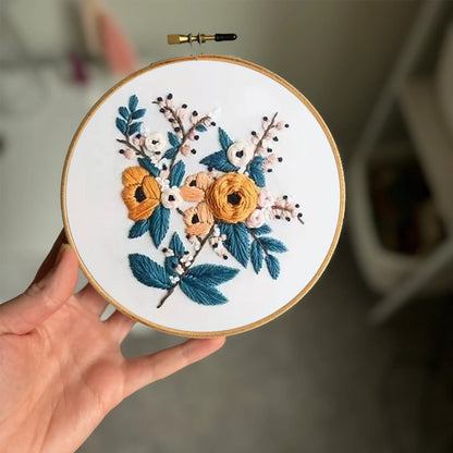 Rubbyoo Embroidery Kit- Modern Flower Design 2 | Diy Craft Kits,Hand Stitch,For Craft Lover