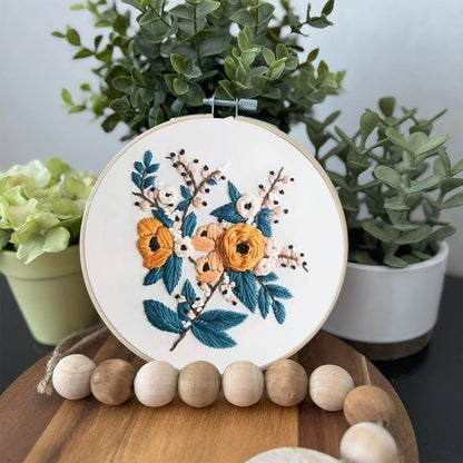 Rubbyoo Embroidery Kit- Modern Flower Design 2 | Diy Craft Kits,Hand Stitch,For Craft Lover