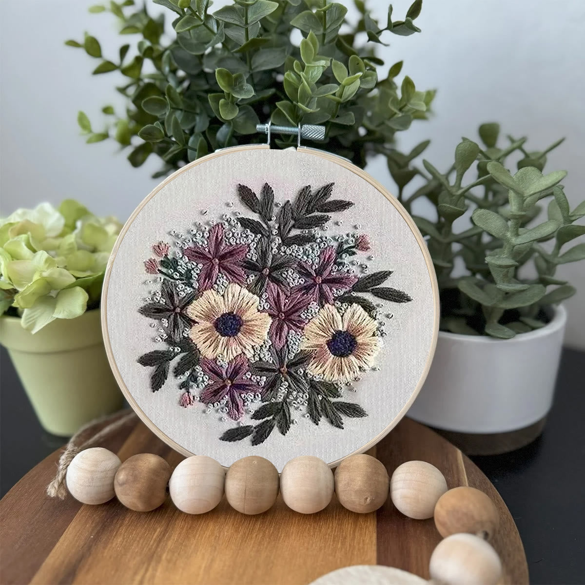 Rubbyoo Embroidery Kit- Purple Flower Design | Diy Craft Kits,Hand Stitch,For Craft Lover
