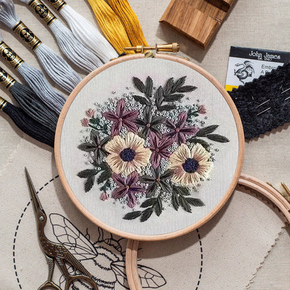 Rubbyoo Embroidery Kit- Purple Flower Design | Diy Craft Kits,Hand Stitch,For Craft Lover