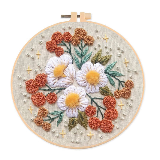 Rubbyoo Embroidery Kit- Modern 3D Floral  | Diy Craft Kits,Hand Stitch,For Craft Lover