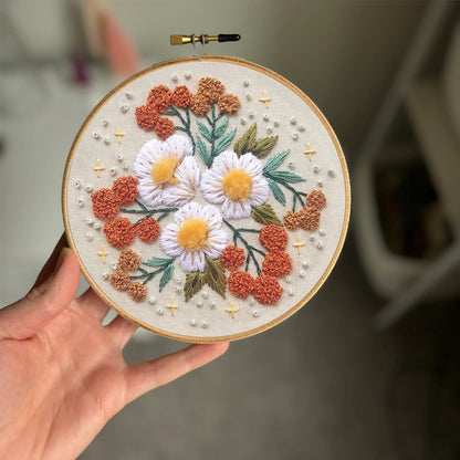 Rubbyoo Embroidery Kit- Modern 3D Floral  | Diy Craft Kits,Hand Stitch,For Craft Lover