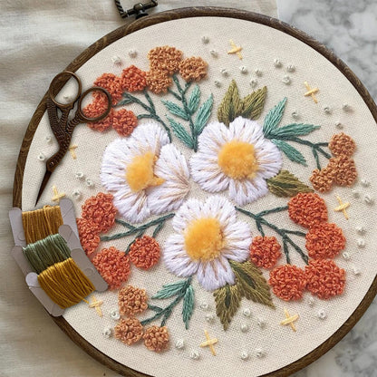 Rubbyoo Embroidery Kit- Modern 3D Floral  | Diy Craft Kits,Hand Stitch,For Craft Lover
