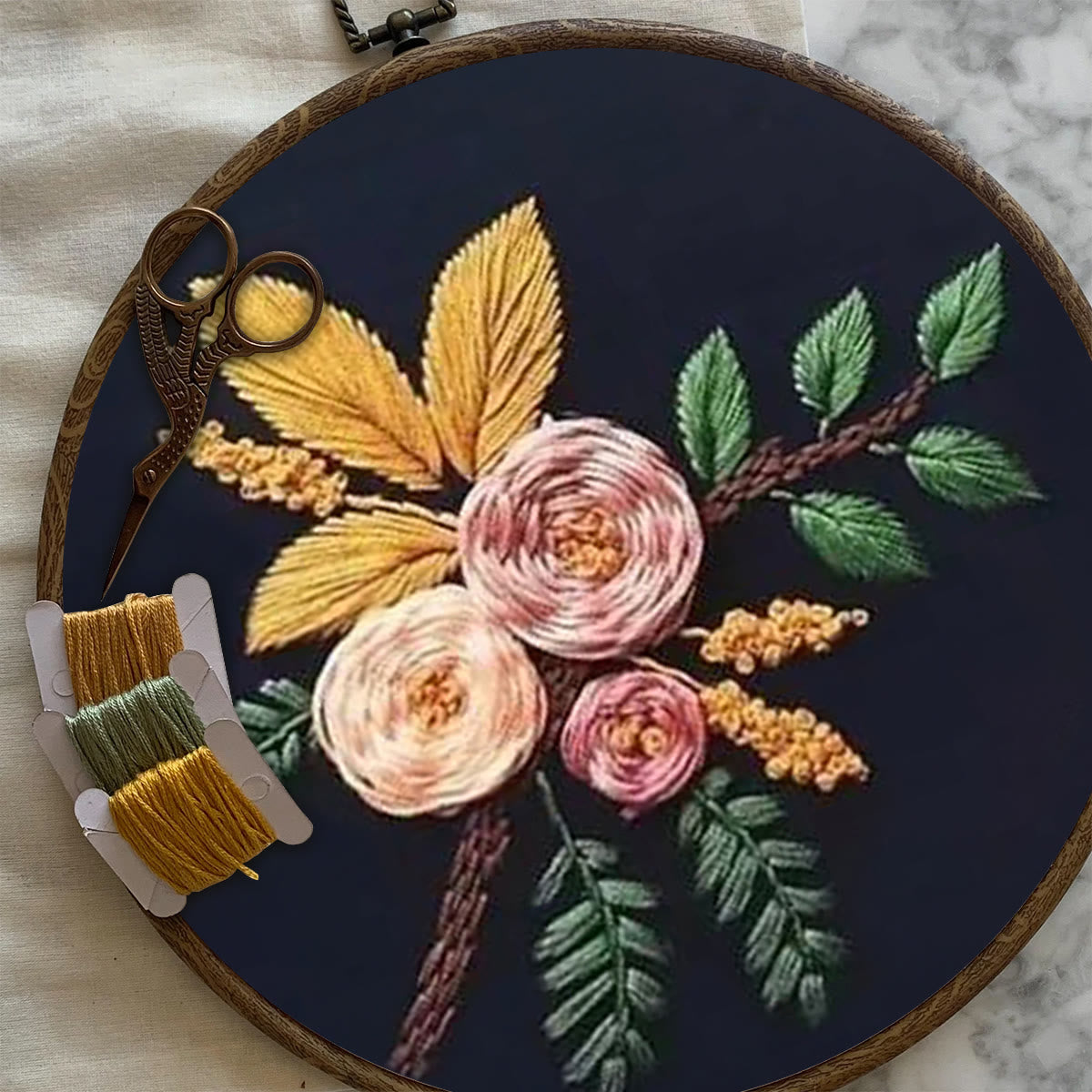 Rubbyoo Embroidery Kit- Flowers And Branches  | Diy Craft Kits,Hand Stitch,For Craft Lover
