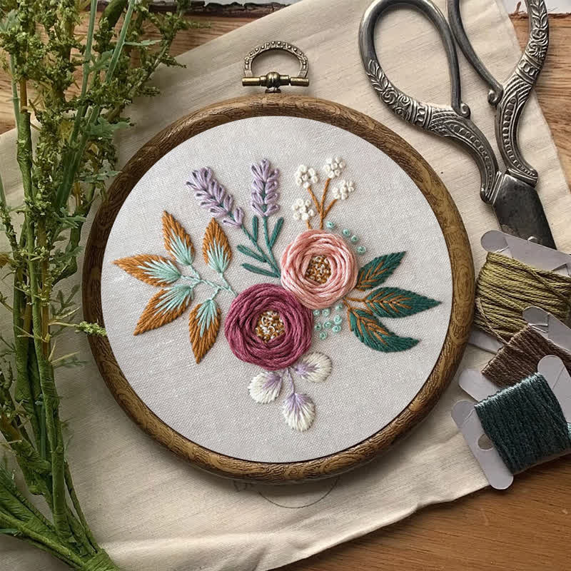 Rubbyoo Embroidery Kit - Dreamy Florals | Beginner Friendly Embroidery
