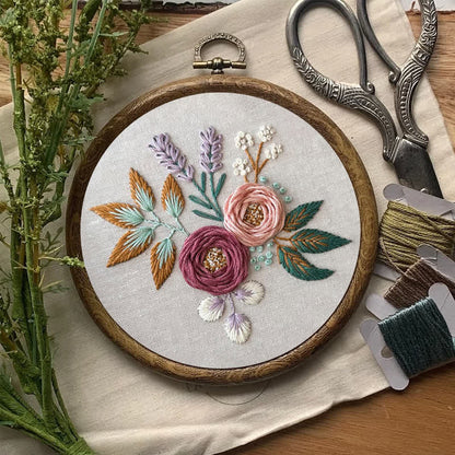 Rubbyoo Embroidery Kit - Dreamy Florals | Beginner Friendly Embroidery