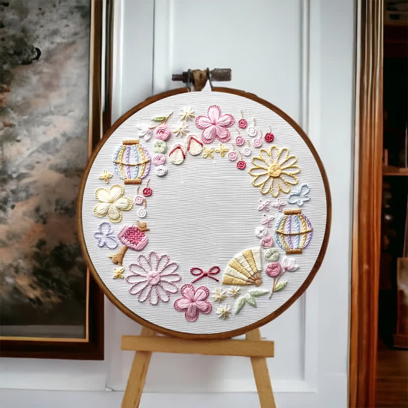 Rubbyoo Embroidery Kit - Pink Fantasy Flower World | Beginner Friendly Embroidery