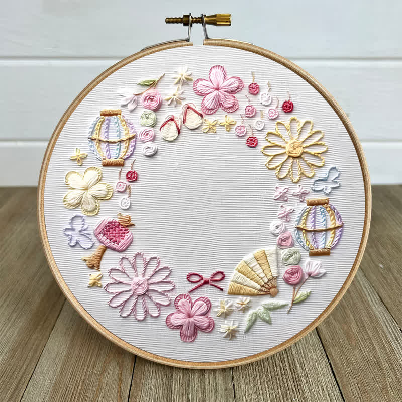 Rubbyoo Embroidery Kit - Pink Fantasy Flower World | Beginner Friendly Embroidery
