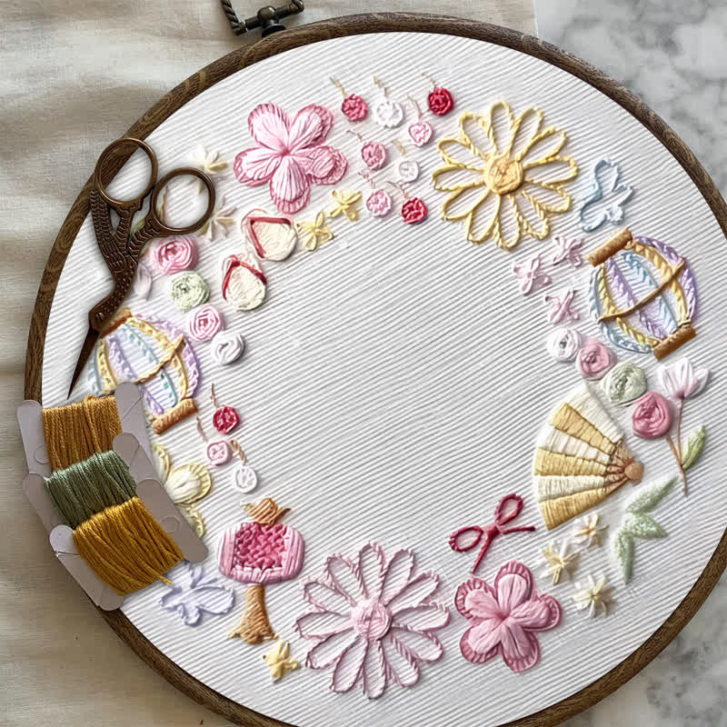Rubbyoo Embroidery Kit - Pink Fantasy Flower World | Beginner Friendly Embroidery