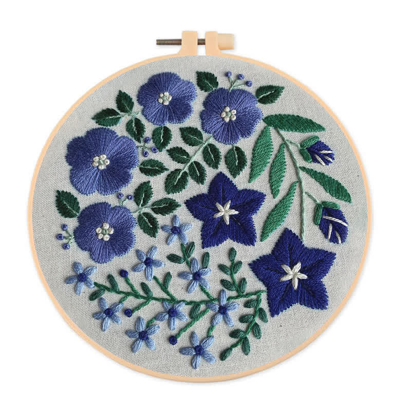 Rubbyoo Embroidery Kit - Blue Flowers