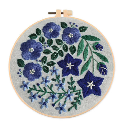 Rubbyoo Embroidery Kit - Blue Flowers