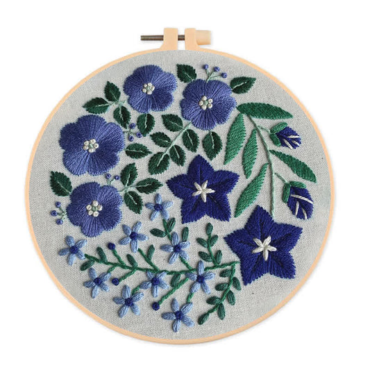 Rubbyoo Embroidery Kit - Blue Flowers