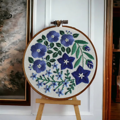 Rubbyoo Embroidery Kit - Blue Flowers