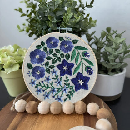 Rubbyoo Embroidery Kit - Blue Flowers