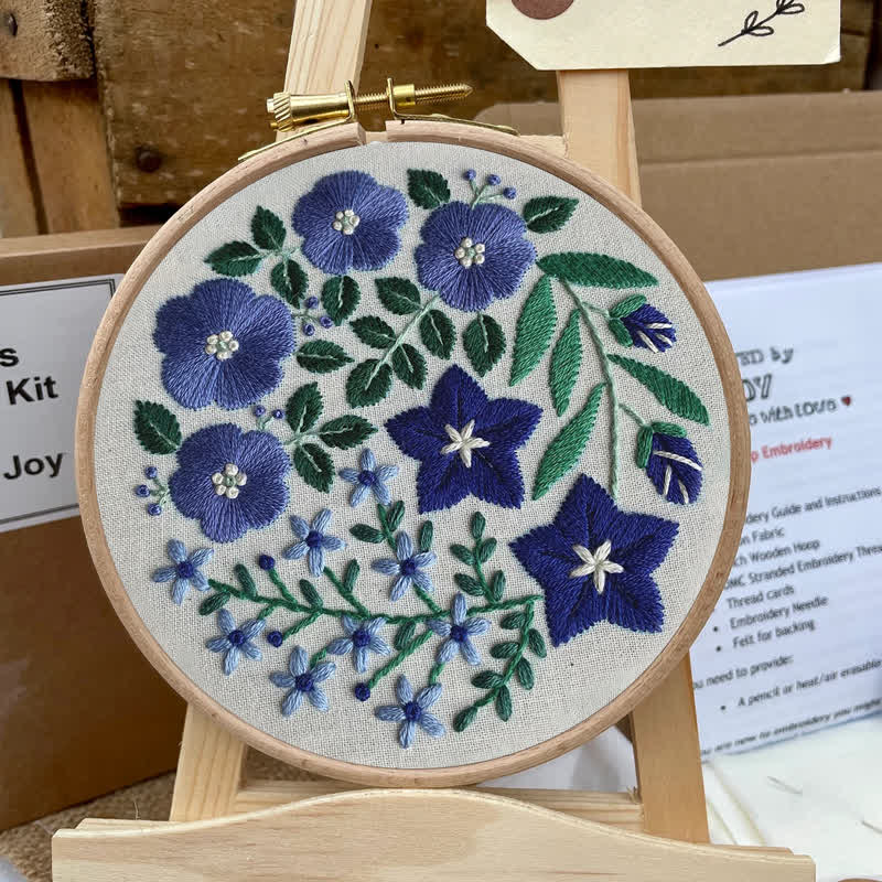 Rubbyoo Embroidery Kit - Blue Flowers