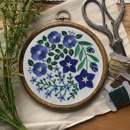 Rubbyoo Embroidery Kit - Blue Flowers