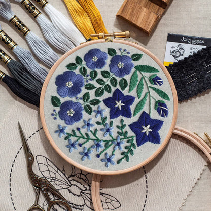 Rubbyoo Embroidery Kit - Blue Flowers