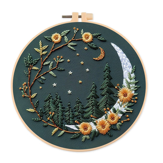 Rubbyoo Embroidery Kit - Moonlit Meadow | DIY Craft Kits For Craft Lover