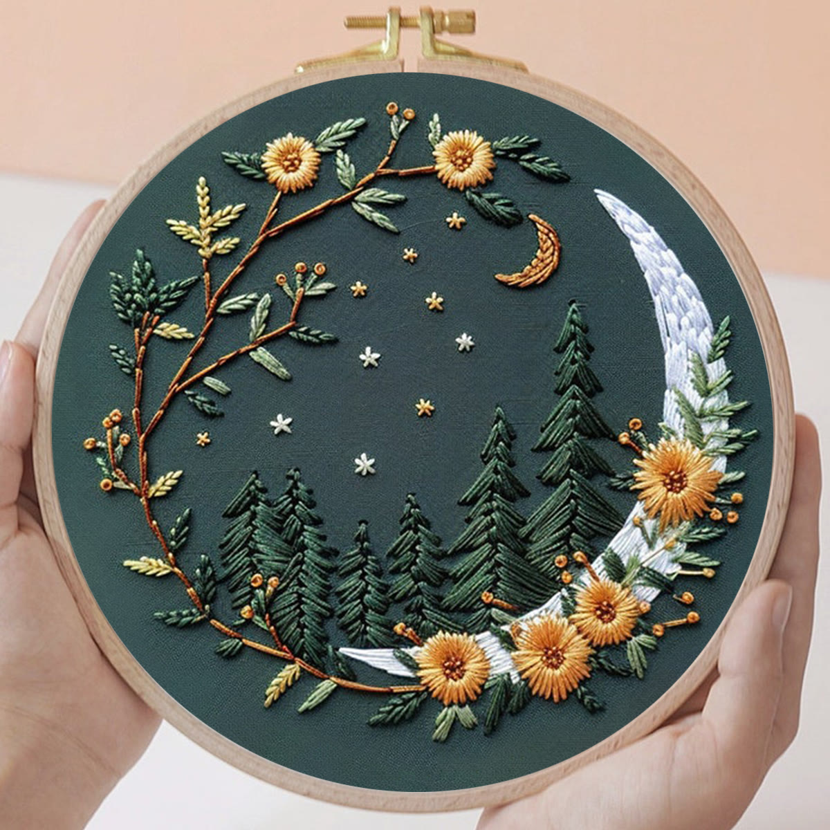 Rubbyoo Embroidery Kit - Moonlit Meadow | DIY Craft Kits For Craft Lover