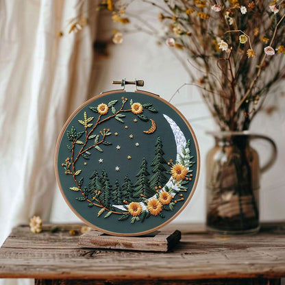 Rubbyoo Embroidery Kit - Moonlit Meadow | DIY Craft Kits For Craft Lover