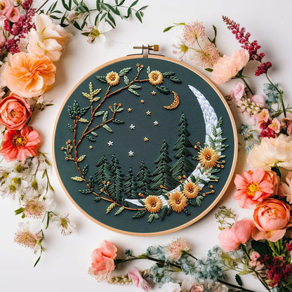 Rubbyoo Embroidery Kit - Moonlit Meadow | DIY Craft Kits For Craft Lover