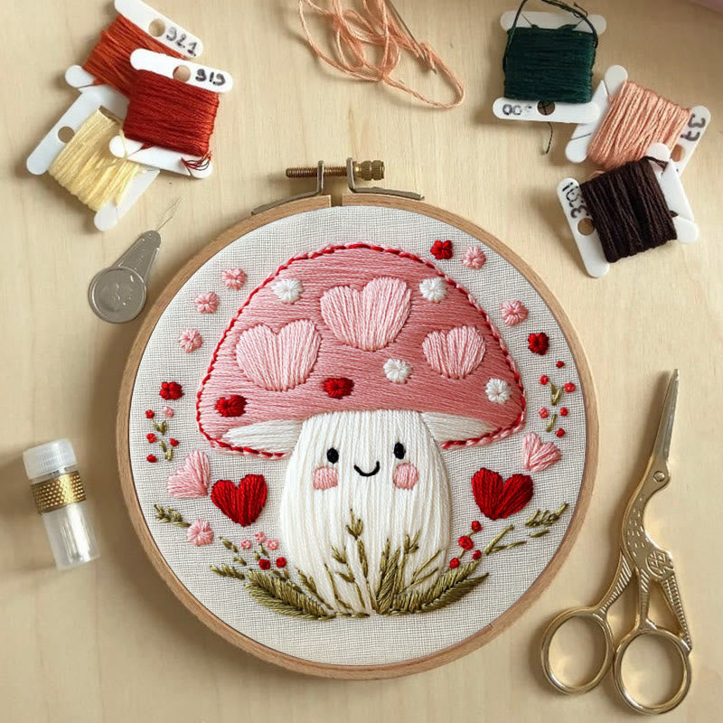 Rubbyoo Embroidery Kit -Love Shroom | Starter kit Needlework Gift
