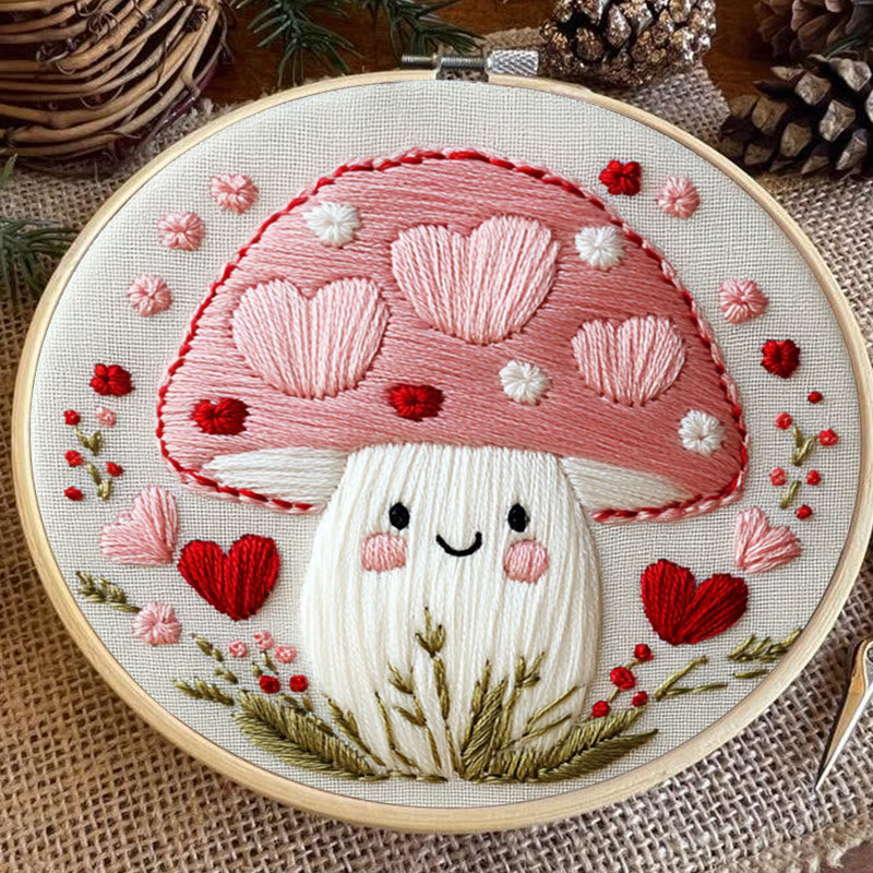 Rubbyoo Embroidery Kit -Love Shroom | Starter kit Needlework Gift