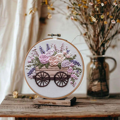 Rubbyoo Embroidery Kit -Floral Wagon | DIY Craft Kits Cozy Crafts