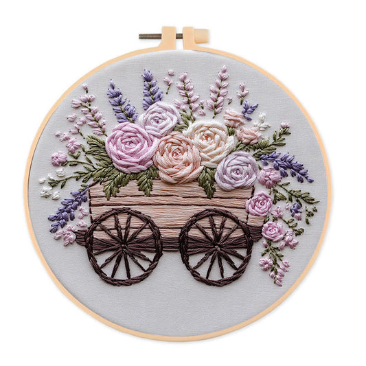 Rubbyoo Embroidery Kit -Floral Wagon | DIY Craft Kits Cozy Crafts