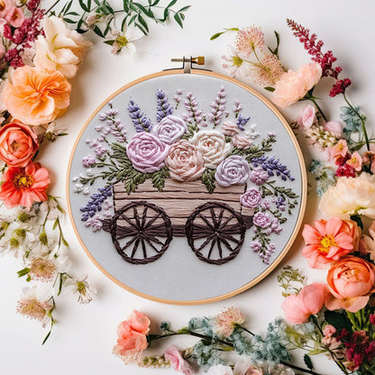 Rubbyoo Embroidery Kit -Floral Wagon | DIY Craft Kits Cozy Crafts