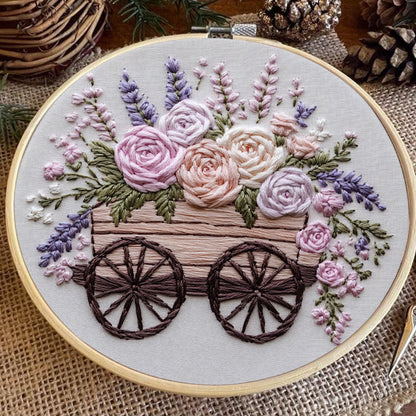 Rubbyoo Embroidery Kit -Floral Wagon | DIY Craft Kits Cozy Crafts
