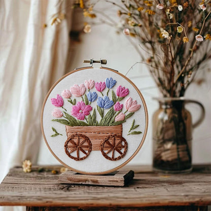Rubbyoo Embroidery Kit -Spring Cart | For Craft Lover  Cozy Crafts