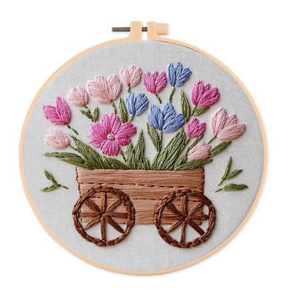 Rubbyoo Embroidery Kit -Spring Cart | For Craft Lover  Cozy Crafts