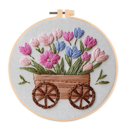 Rubbyoo Embroidery Kit -Spring Cart | For Craft Lover  Cozy Crafts