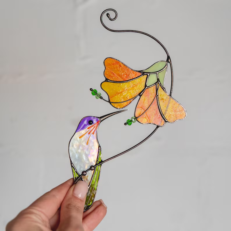 Hummingbird Stained Glass Sun Catcher - Home Decoration