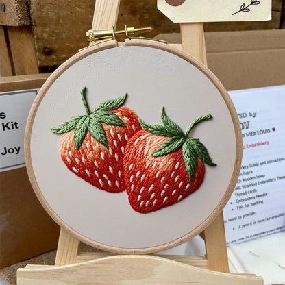 Rubbyoo Embroidery Kit- Two Big Strawberries | For Beginners DIY Craft Kits