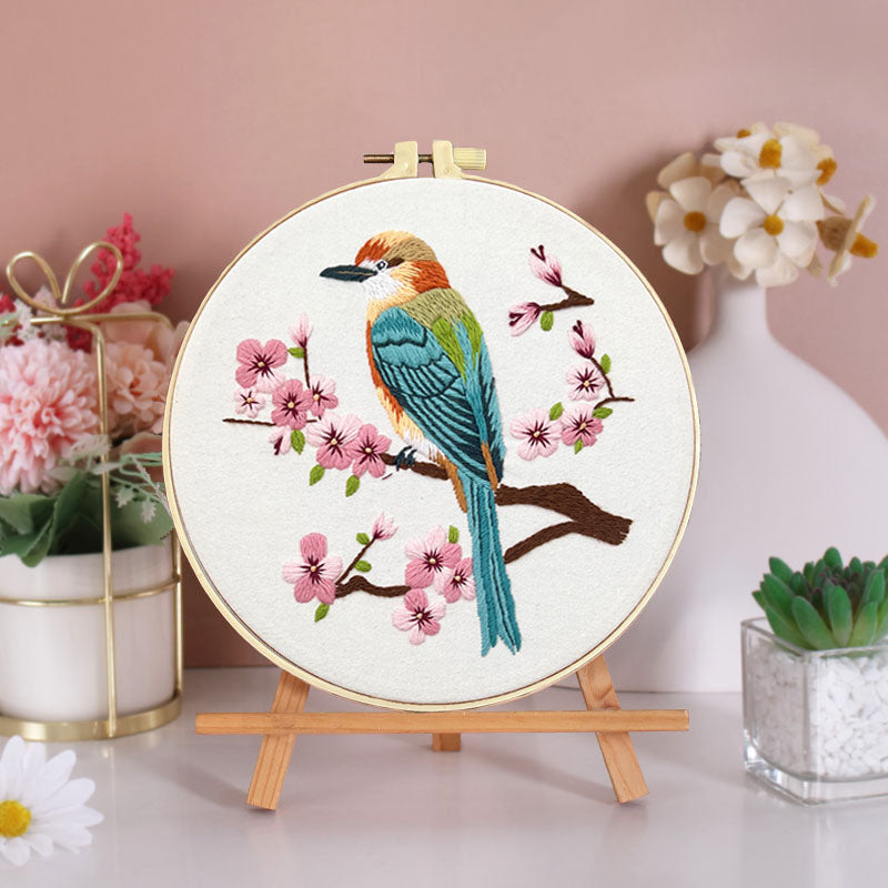 Feathered Friends And Floral Lover Embroidery Kit
