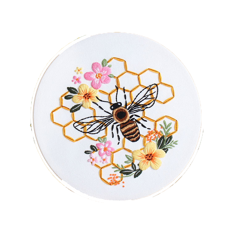DIY Bee Embroidery Kit: Handmade Embroidery Material Pack