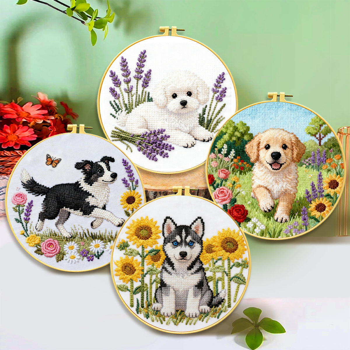 Sunset Paws Embroidery Kit