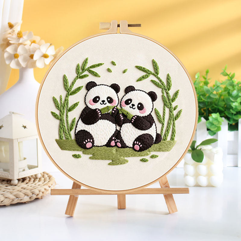 Cute Panda Bamboo Embroidery Kit